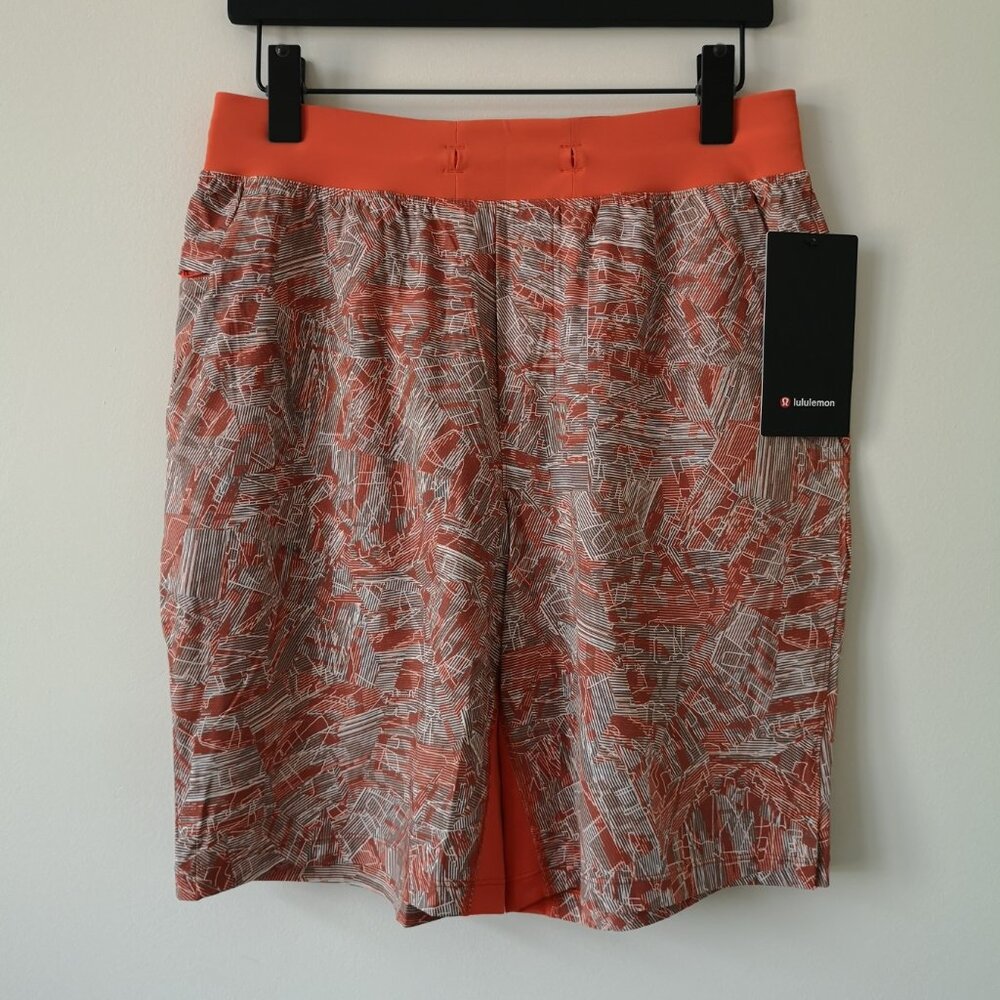 NWT LULULEMON PLVC Orange Multi T.H.E. Shorts 9" Linerless Men's Medium